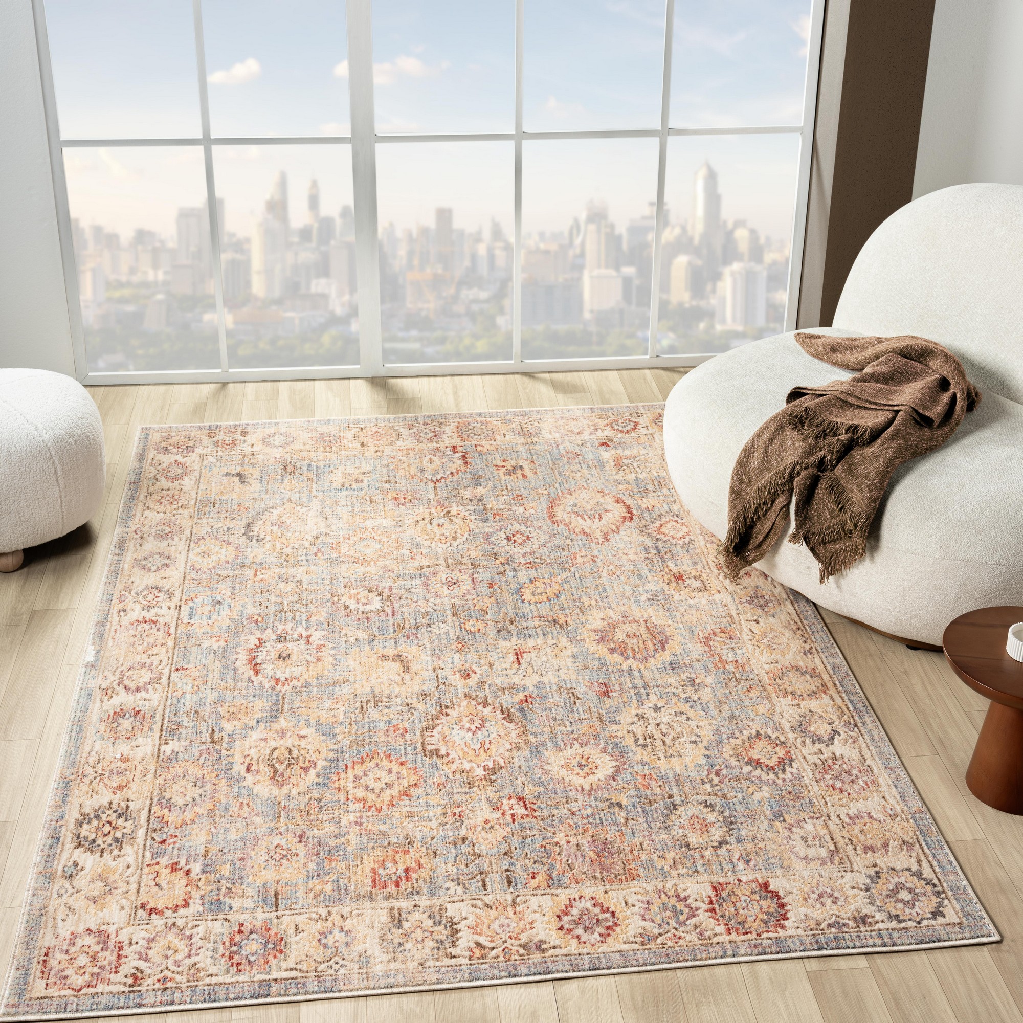 Alia 513ah Traditional Border Rugs In Beige Light Brown